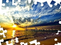 sea, clouds, Platform, Beaches