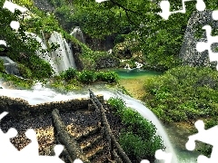 Plitvice, Coartia, rocks, National Park, waterfall