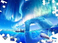 Ice, Kagaya, Polaris, Narwhal, dawn, mountains