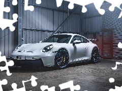 White, Front, garage, Porsche 911 GT3