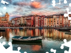 Boats, port, Portofino, apartment house, Town