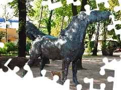 sculpture, old Zoo, Pozna?, Horse