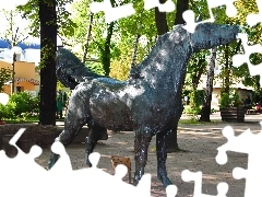 sculpture, old Zoo, Poznań, Horse