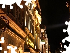 Poznań, old town, buildings, Night, illuminated