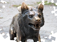 Wolf, old Zoo, Poznań, sculpture