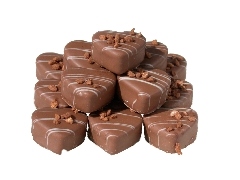 pralines, dump, hearts