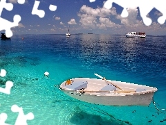 clouds, Przebijaj?ce, luminosity, ligh, flash, sea, Boats, sun