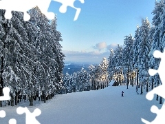 Mountains, Przebijające, luminosity, ligh, flash, forest, winter, sun