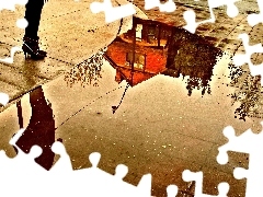 puddle, reflection, Womens