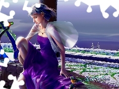 girl, graphics, purple, dress, ##, Kagaya