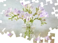 Light Purple, glass, vase, Freesias