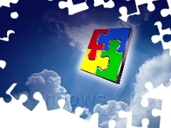 windows, system, puzzle, clouds, XP, operating