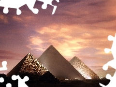 Pyramids, west, sun