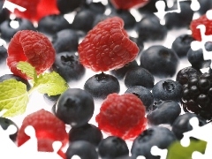 blueberries, raspberries