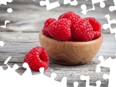 Wooden Bowl, Fruits, raspberries