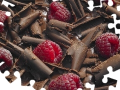 raspberries, chocolate, Chips