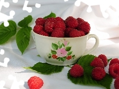 cup, raspberries