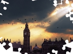 Big Ben, Great Sunsets, rays, London