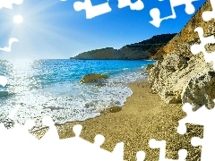 rays, sun, Beaches, Coast, sea