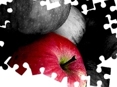 Red, apples, one