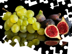 figs, Grapes, reflection, green ones