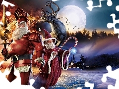 reindeer, Santa, Knight