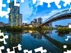 River, Houses, bridge