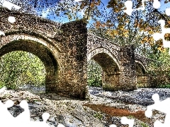 River, stone, bridge