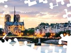 chair, bridge, River, Notre Dame