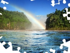 Great Rainbows, viewes, River, trees