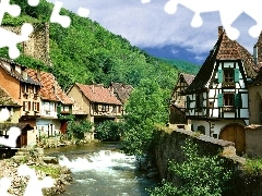 River, woods, Kaysersberg, Houses, Austria