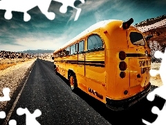 road, Yellow, bus