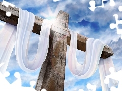 Cross, White, robe, Sky