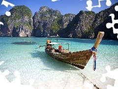 rocks, sea, Boat