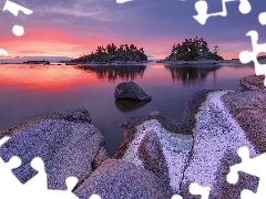rocks, Sunrise, trees, viewes, Karelia, Russia, Stone, Lake Ladoga, Islets