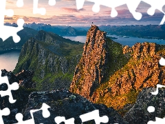 Senja Island, Norway, rocks, Human, Mountains, sea