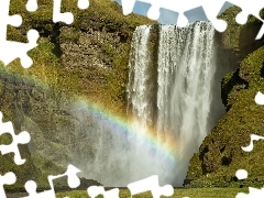 Great Rainbows, waterfall, rocks