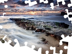 sea, Sky, rocks, clouds