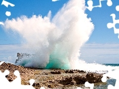 rocks, sea, Tides