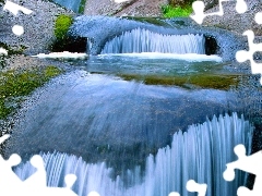 waterfall, rocks