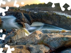 waterfall, rocks