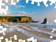 rocks, sea, Waves