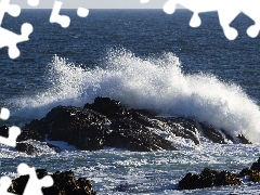 rocks, sea, Waves