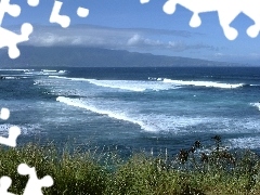 rocks, sea, Waves