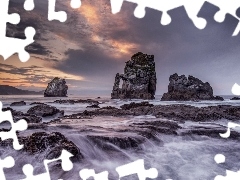 rocks, sea, Waves