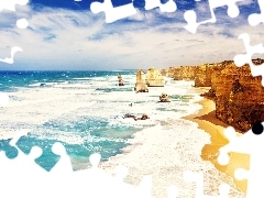 Waves, Sky, rocks, Beaches