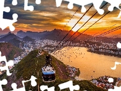 west, sun, queue, rope-way, Rio de Janeiro