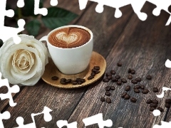 coffee, White, rose, cup