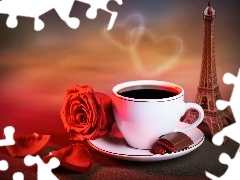 composition, tower, hearts, cup, Valentine