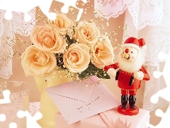 Santa, letter, roses, christmas